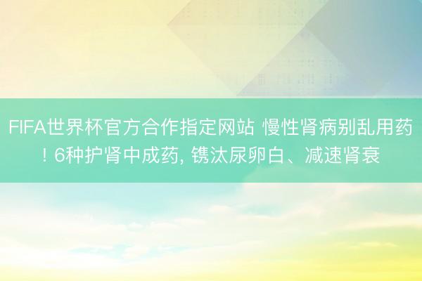 FIFA世界杯官方合作指定网站 慢性肾病别乱用药! 6种护肾中成药， 镌汰尿卵白、减速肾衰