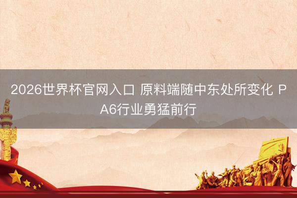 2026世界杯官网入口 原料端随中东处所变化 PA6行业勇猛前行