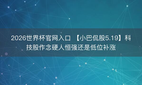 2026世界杯官网入口 【小巴侃股5.19】科技股作念硬人恒强还是低位补涨