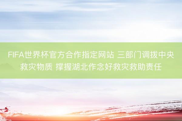 FIFA世界杯官方合作指定网站 三部门调拨中央救灾物质 撑握湖北作念好救灾救助责任