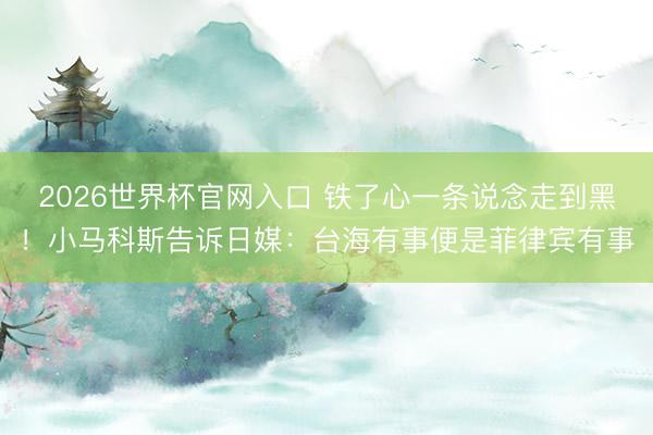 2026世界杯官网入口 铁了心一条说念走到黑！小马科斯告诉日媒：台海有事便是菲律宾有事