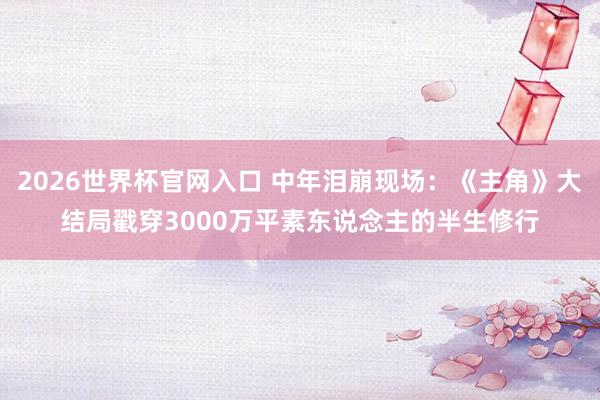 2026世界杯官网入口 中年泪崩现场：《主角》大结局戳穿3000万平素东说念主的半生修行