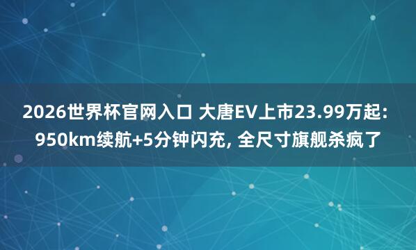 2026世界杯官网入口 大唐EV上市23.99万起: 950km续航+5分钟闪充， 全尺寸旗舰杀疯了